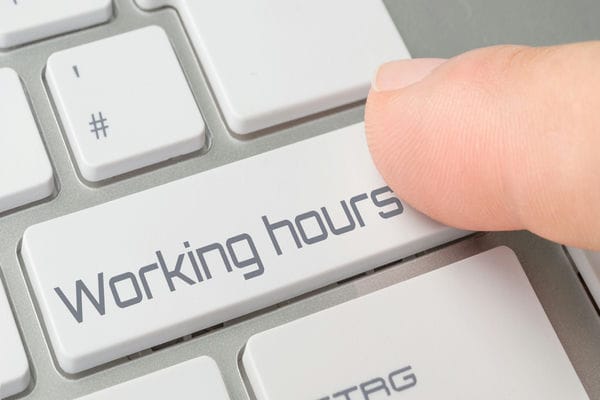 Tastatur mit der Taste "working hours"